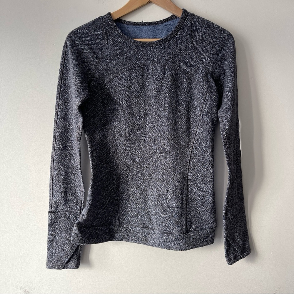 Lululemon Cypress Kiss Long Sleeve Fusion Jacquard Black Violet Viola 6 running